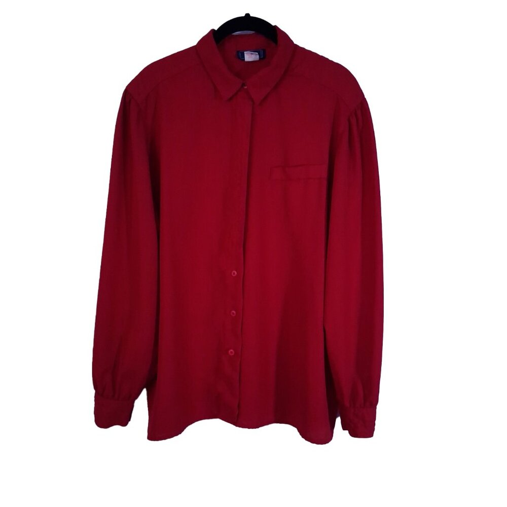 Vintage Puffy Sleeve Blouse Red BAY CLUB Size 16